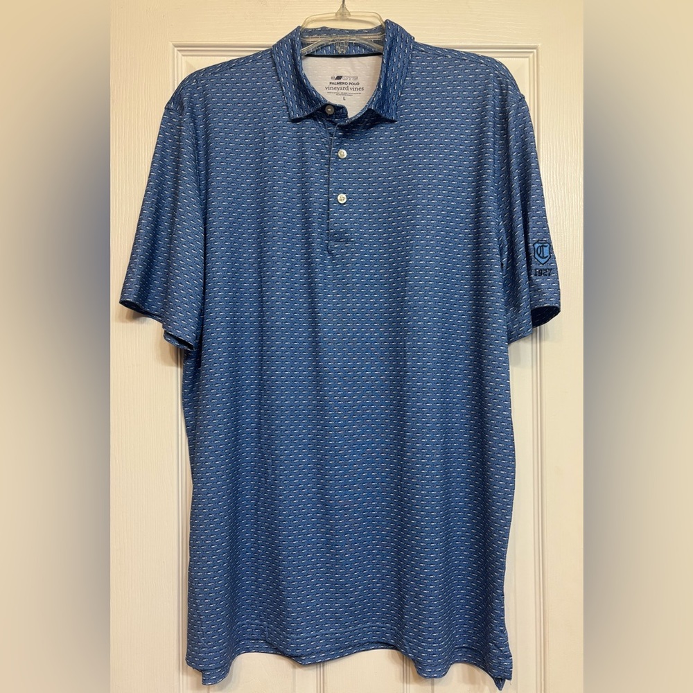 Vineyard Vines Blue Palmero Men's Short Sleeve Golf Polo Shirt, Size L, like new
